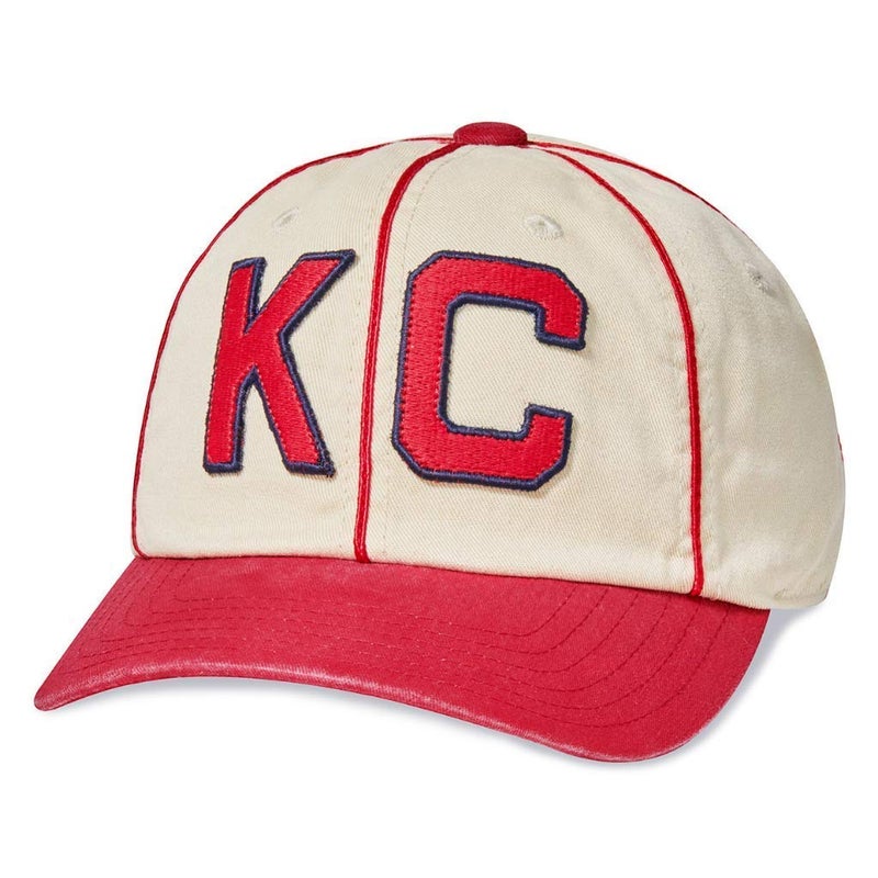 AMERICAN NEEDLE Archive Negro League Kansas City Monarchs Baseball Dad Hat, Ivory/Dark Red - Image 1
